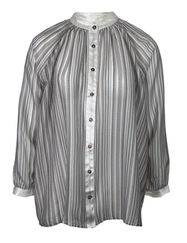 Hvít-röndóttur / S - Sandvík, silkiskyrta