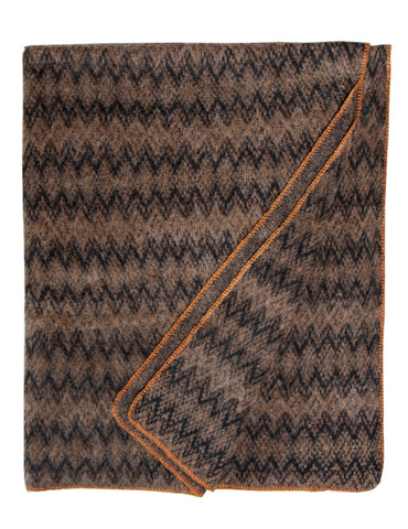 Svart/brúnt - Gil ullarteppi, íslensk ull, brúnt með svörtu mynstri