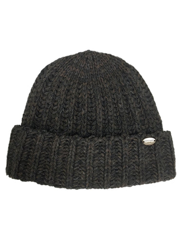 svartur - tvíd - Hnaus húfa, svört