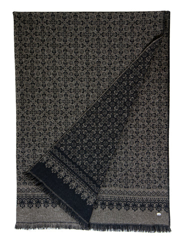 svart / brúnt - Ból ullarteppi, brúnt / svart