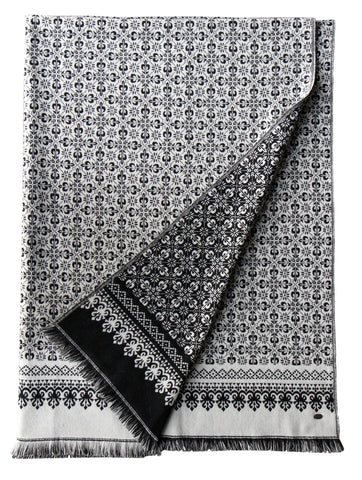 svart / hvítt - Ból ullarteppi, hvítt / svart