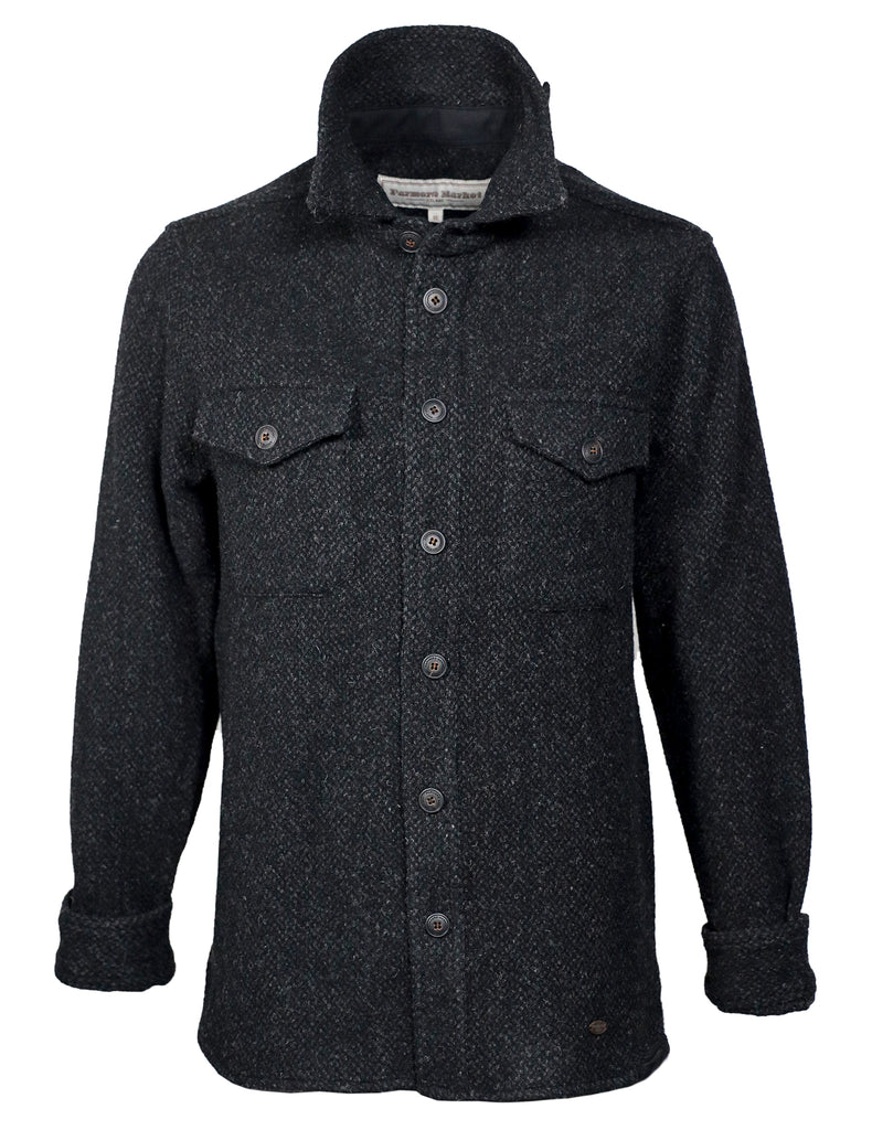 Stóru-Skógar skyrtujakki, svart-tvíd