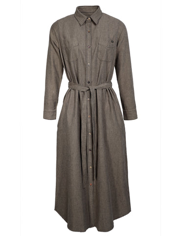 Brún-röndóttur / S - Ytri-Skógar, skyrtukjóll